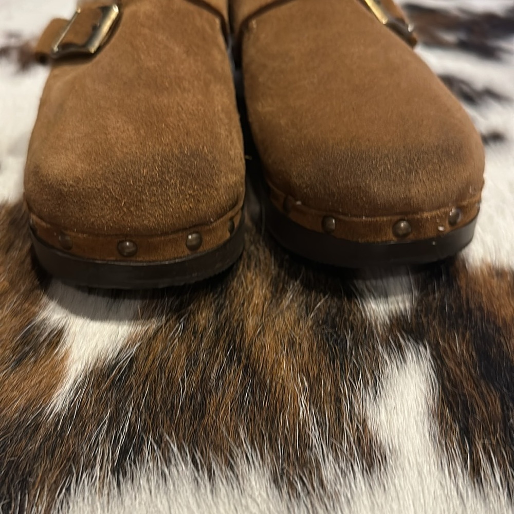 RE/DONE Cottagecore Brown Suede Clogs - Picture 7 of 8